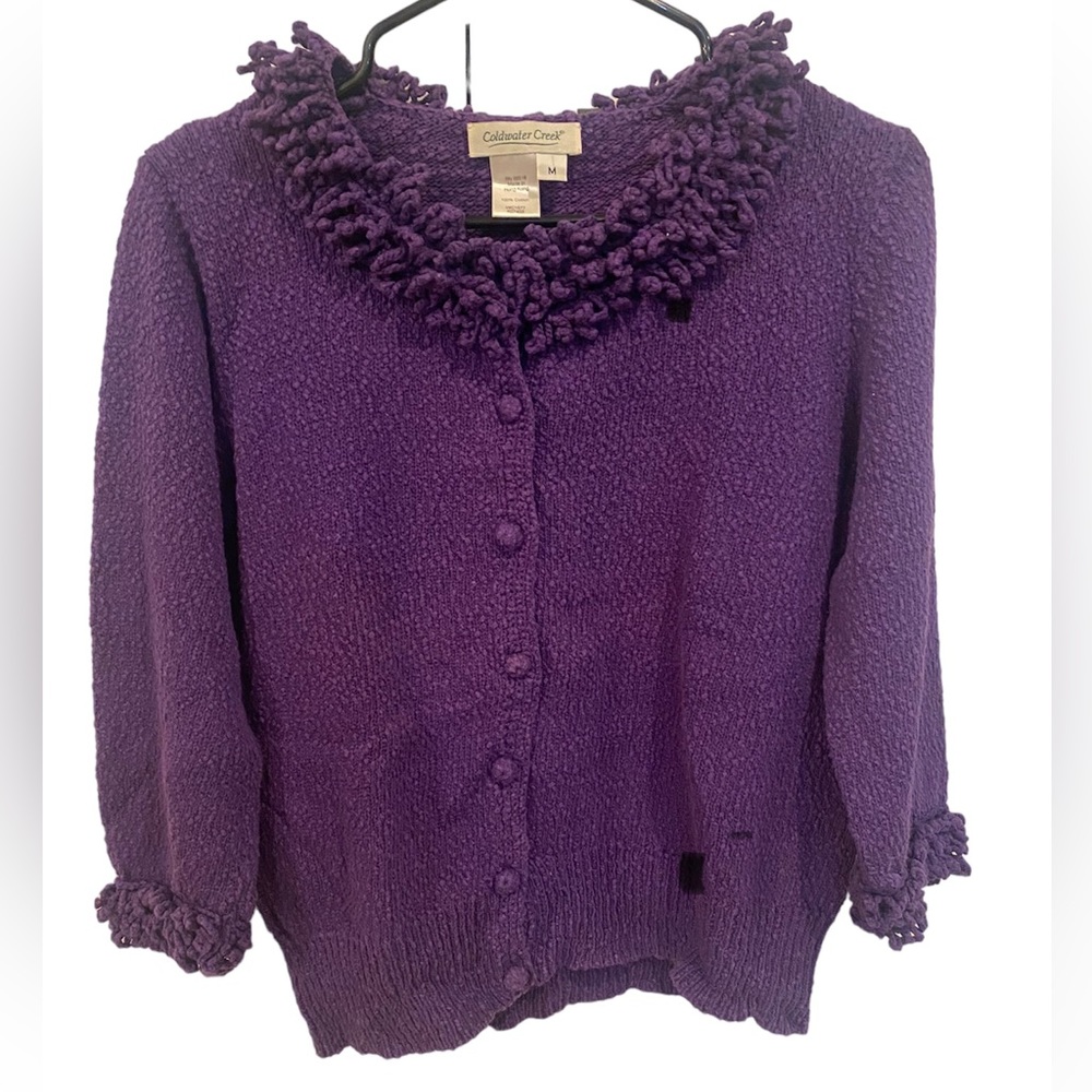 Coldwater Creek purple sweater, size M, 100% cotton